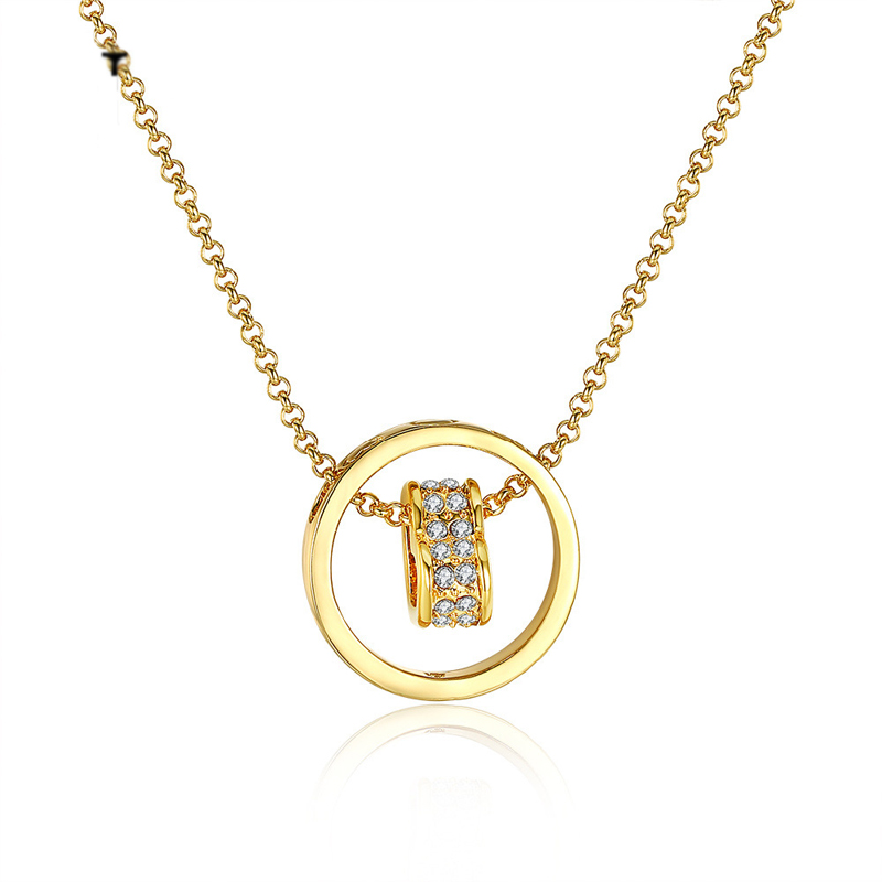 Fashion Necklace Heart in Round Shape Inlaid Rhinestone Crystal Pendant LKN18KRGPN591 HOLAPHJ00602